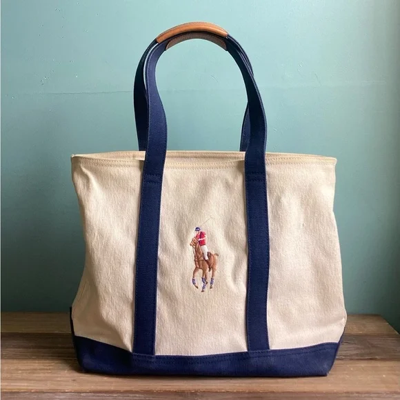 Polo Ralph Lauren Big Pony Canvas and Leather Tote Bag - Picture 9 of 14